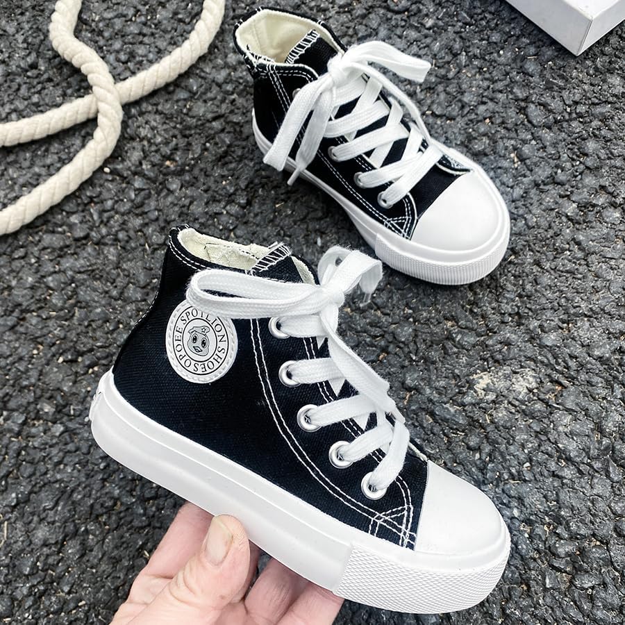 Kids high Tops Boys & Girls High Top Zipper Kids' Espadrcanvas Shoes Back-to-School... - Image 4