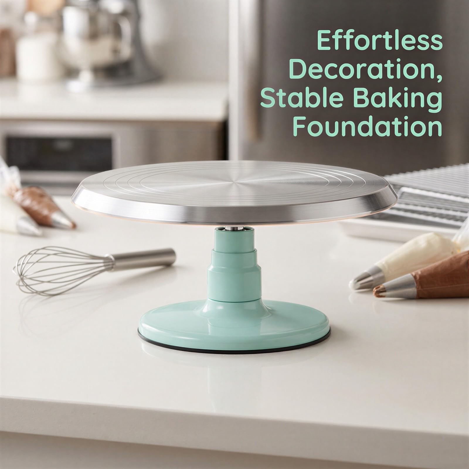 Aluminiumlegierung Drehbarer Tortenständer, 12 Zoll Torten-Dekorier-Drehteller, rutschfeste Rotationsplattform, sanfte 360°-Drehung für Tortenverzierung, Backen und Party-Anlässe