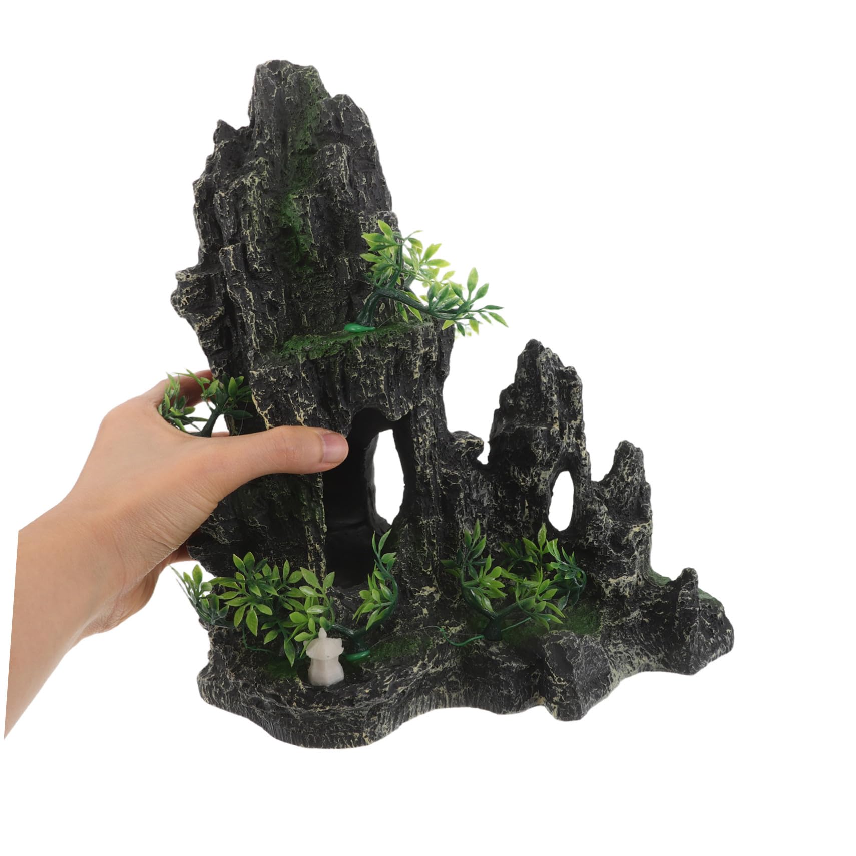 Kisangel Fish Tank Decoration Resin Aquarium Rockery with Shrimp Breeding Cave And Betta Hiding Place Artificial Stone for Natural Fish Tank Landscape