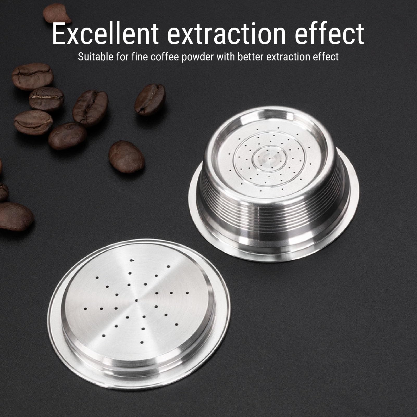 Generic Cápsula de Filtro de café Reutilizable de Acero Inoxidable con Cuchara y Compactador, Cápsulas Recargables Ecológicas para Máquinas Mio