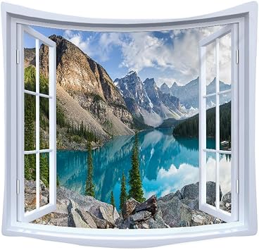 XIUYINHS Nature Forest Tapestry,Scenery Wall Mountain Tree Tapestry,for Home Office Dorm Indoor and Outdoor Decoration Large Size 59"W x59L GTCH70