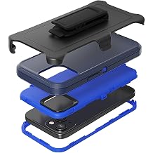 Compatible with iPhone 15 Plus Case, with Belt Clip Holster Heavy Duty Rugged Shockproof Full Body Protection Kickstand Cover for iPhone 15 Plus 6.7 inch Phone Blue