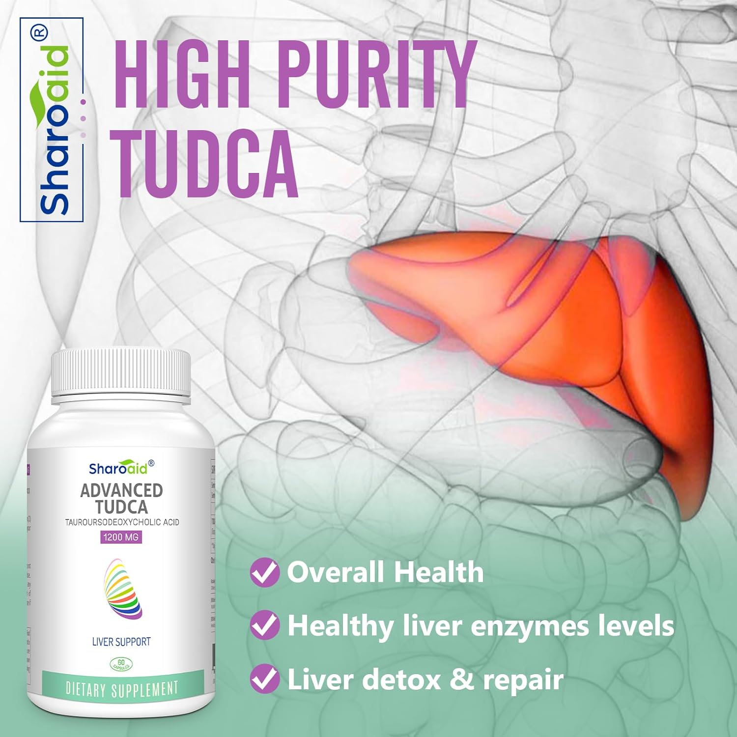 TUDCA Liver Support Supplements 1200 mg-Third Party Tested-Bile Salts for Liver Detox Cleanse-High Strength Formula-Vegan Capsules for Liver,Gallbladder,Kidney Health,2 Bottle-120 Capsules - Image 6