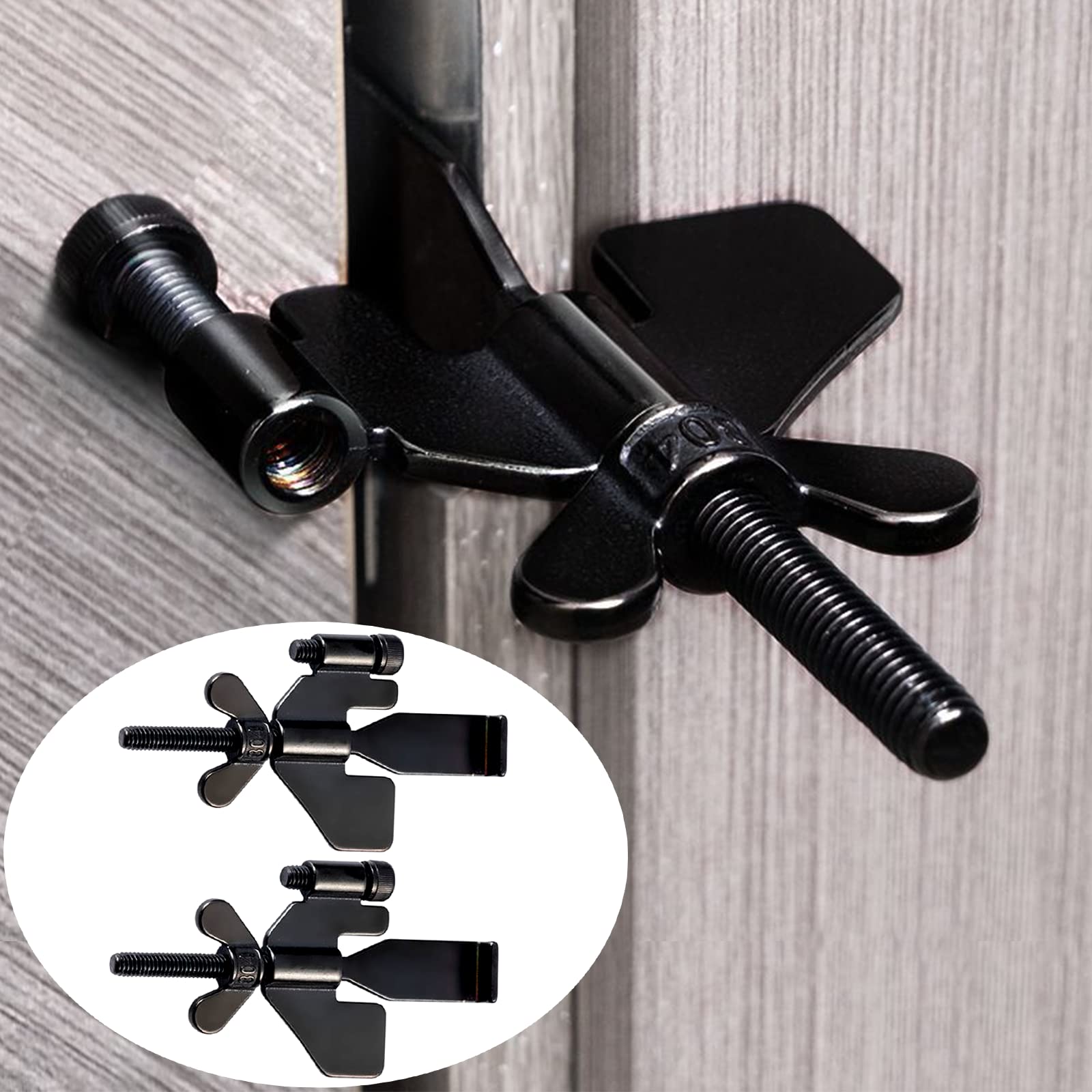 2 PCS Upgraded Portable Door Lock, Hotel Travel Door Lock Without Drilling, Stainless Steel Door Lock for Home, Hotel, School, Dormitory, FlatSecurity Device Door Locker from Inside, Schwarz