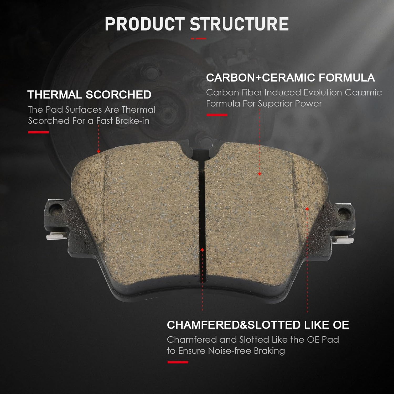 cciyu D1892 Front Ceramic Brake Pads For BMW 228i Gran Coupe/228i xDrive Gran Coupe/230i/330e/330e xDrive/330i/330i xDrive/430i/X1/X2/X3/X4/Z4,For Mini Cooper Clubman/Countryman,For Toyota GR Supra