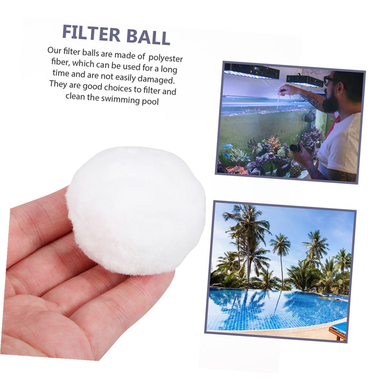 INOOMP Palline Filtranti in Fibra per Piscina 1000g Materiale Filtrante per Filtro a Sabbia Alta Densità per Pulizia Efficiente dell’Acqua Piscina
