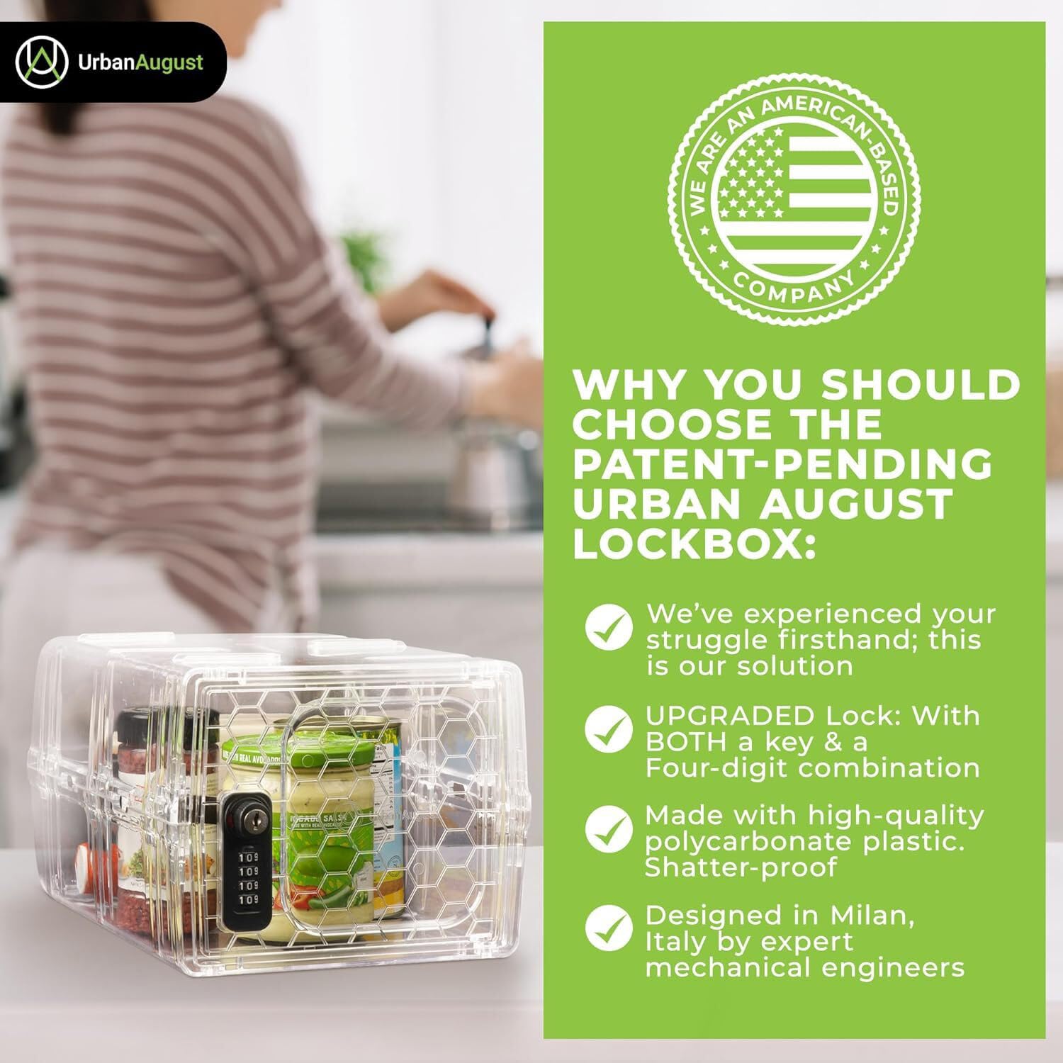 Urban August Double Combination & Key Lock Box - Hygienische abschließbare Box für Medizin, Lebensmittel & Elektronik - Schloss für Haus & Büro - Industriequalität Kunststoff - (Transparent)