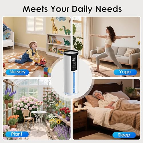 Miniatura 8 de Humidifiers for Large Room 550 ft - GloryAir 8L Cool Mist Humidifier for Bedroom Home Plants Baby, Top Fill, 120H Runtime, 4 Mist Spray Levels,