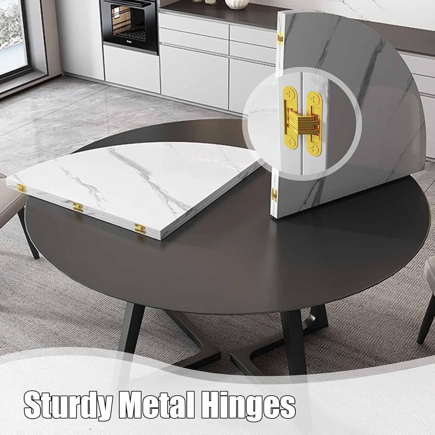 Wood Foldable Table Top, Large Round Foldable Tables Tops, for Desktop Transformation, Round Tables Tops Extenders, Extender Space Saving for Family Dinners(Brown,160cm/63in)