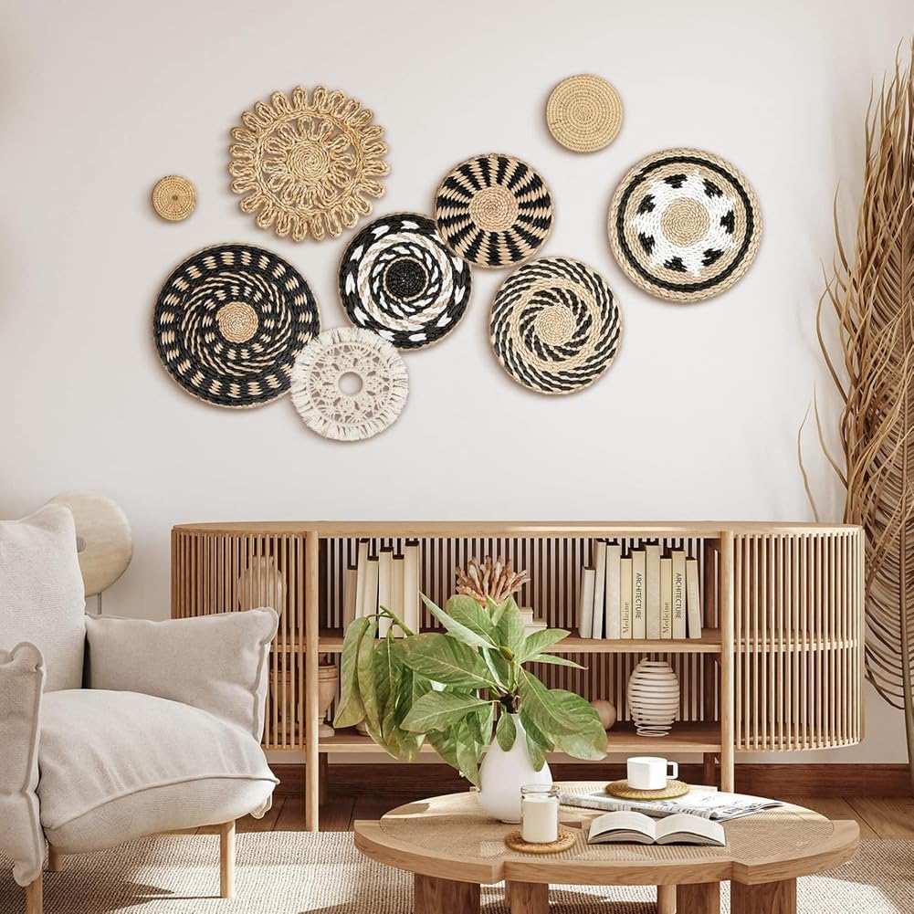 Canasta tejida para decoración de pared, 11 unidades, estilo bohemio, para colgar en la pared