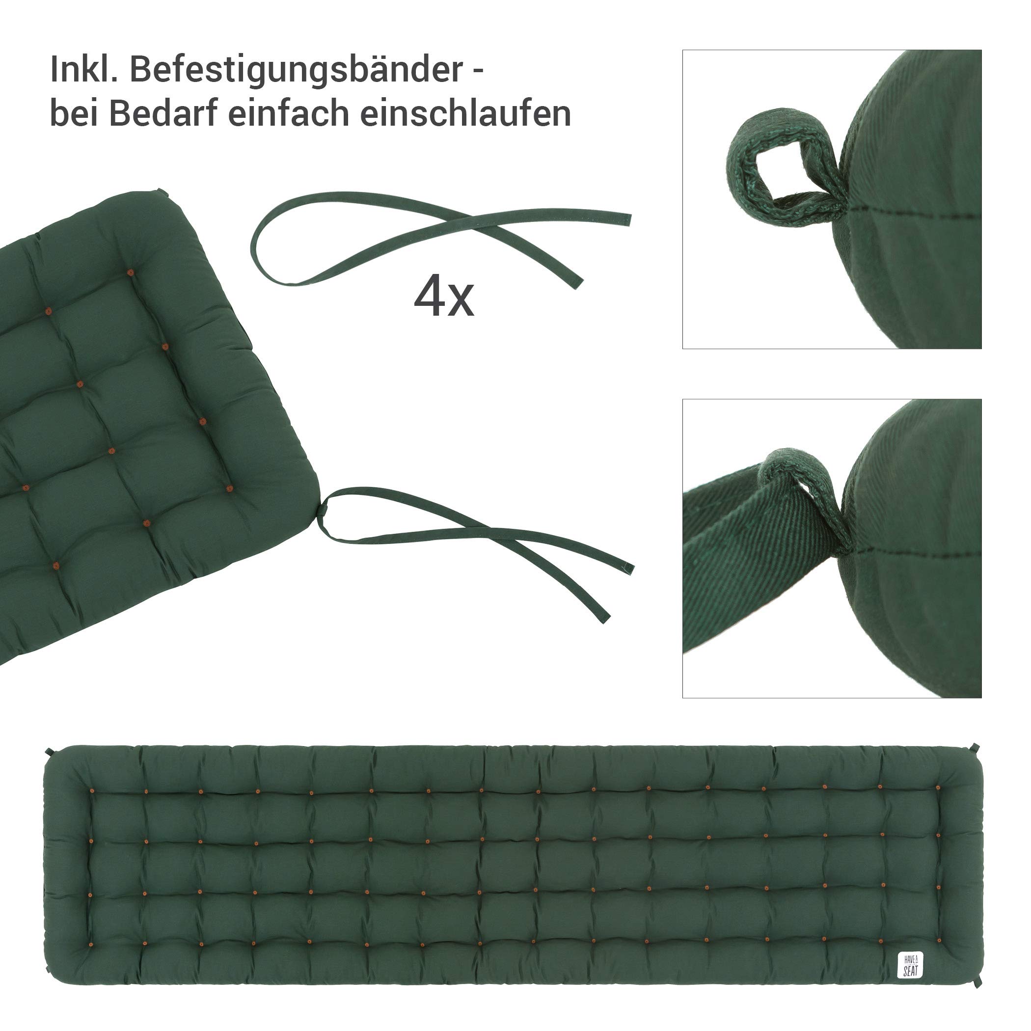 HAVE A SEAT Cuscino Per Panca Premium - 160x40 Cm - Lavabile A 95°C - Made In Germany (Marrone Oro)