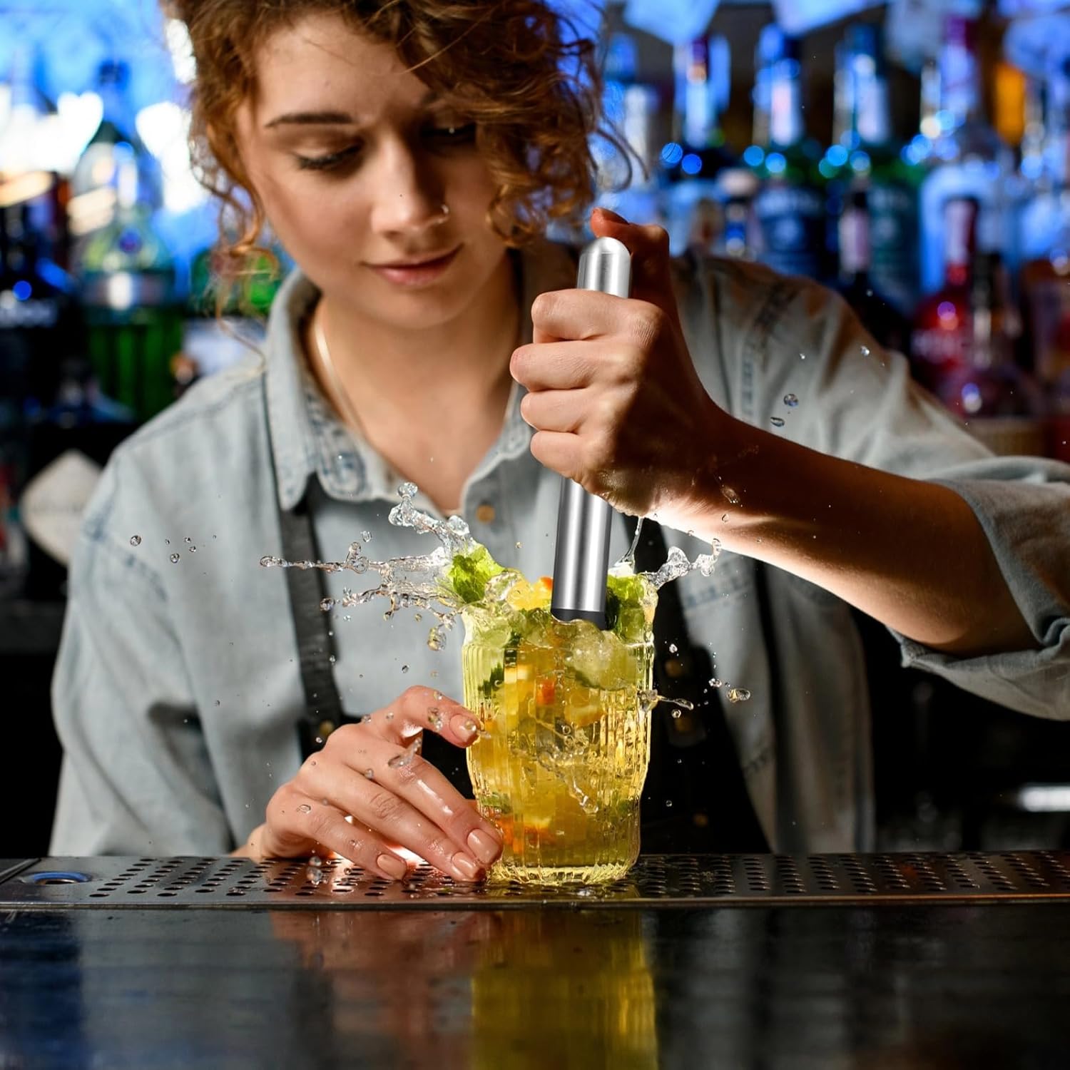 16 Pcs Cocktail Muddler, 8.3 in/21 cm Stainless Steel Drink Muddler, Muddler for Cocktails Set, Perfect for Kitchen and Home Bar Mixing