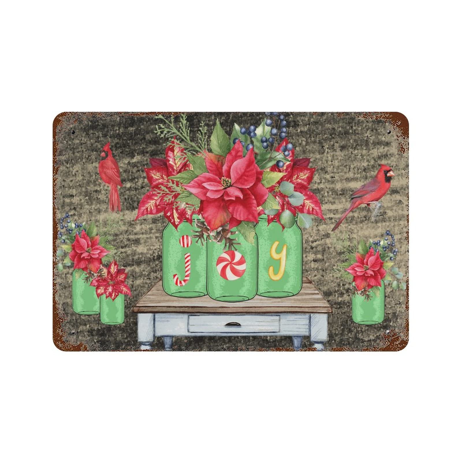 Christmas Flower Joy plaque métal pour décorer votre salon à Noël