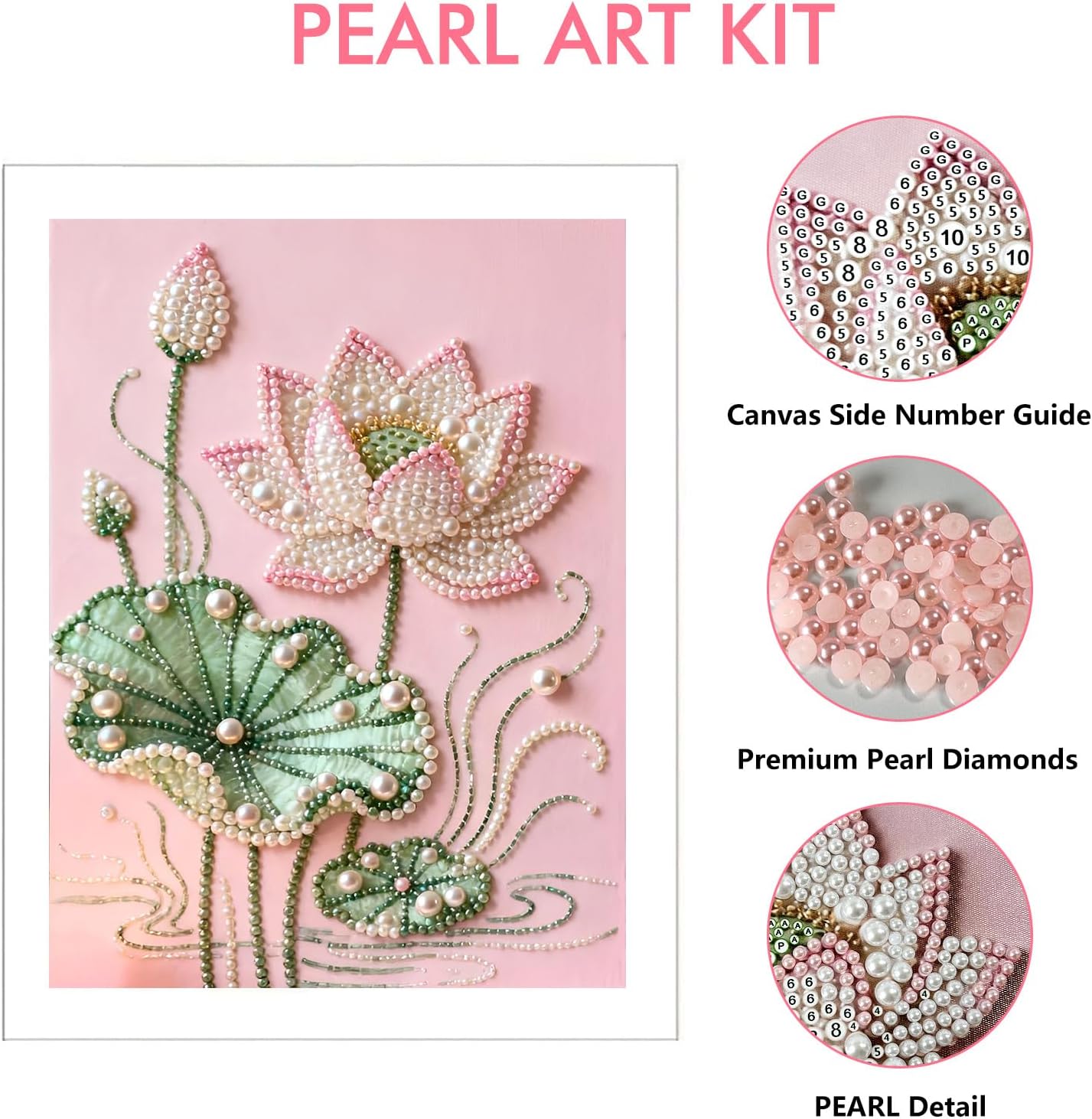 LCOZX 12x16in 3D Partial Drill Lotus Flower Pearl Diamond Art for Adults image 3