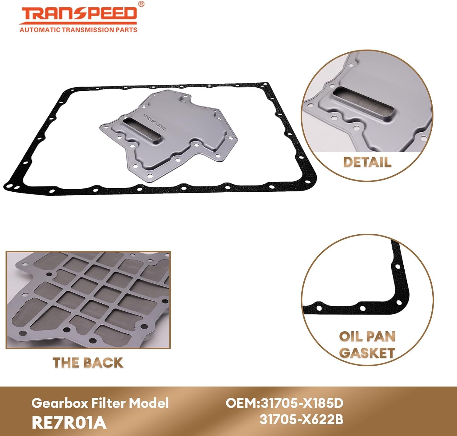 TRANSPEED RE7R01A Auto Transmission Oil Filter & Gasket Kit Replace 103300 31705-X185D for Infiniti Q50 Q60 EX35 G35 2009 On