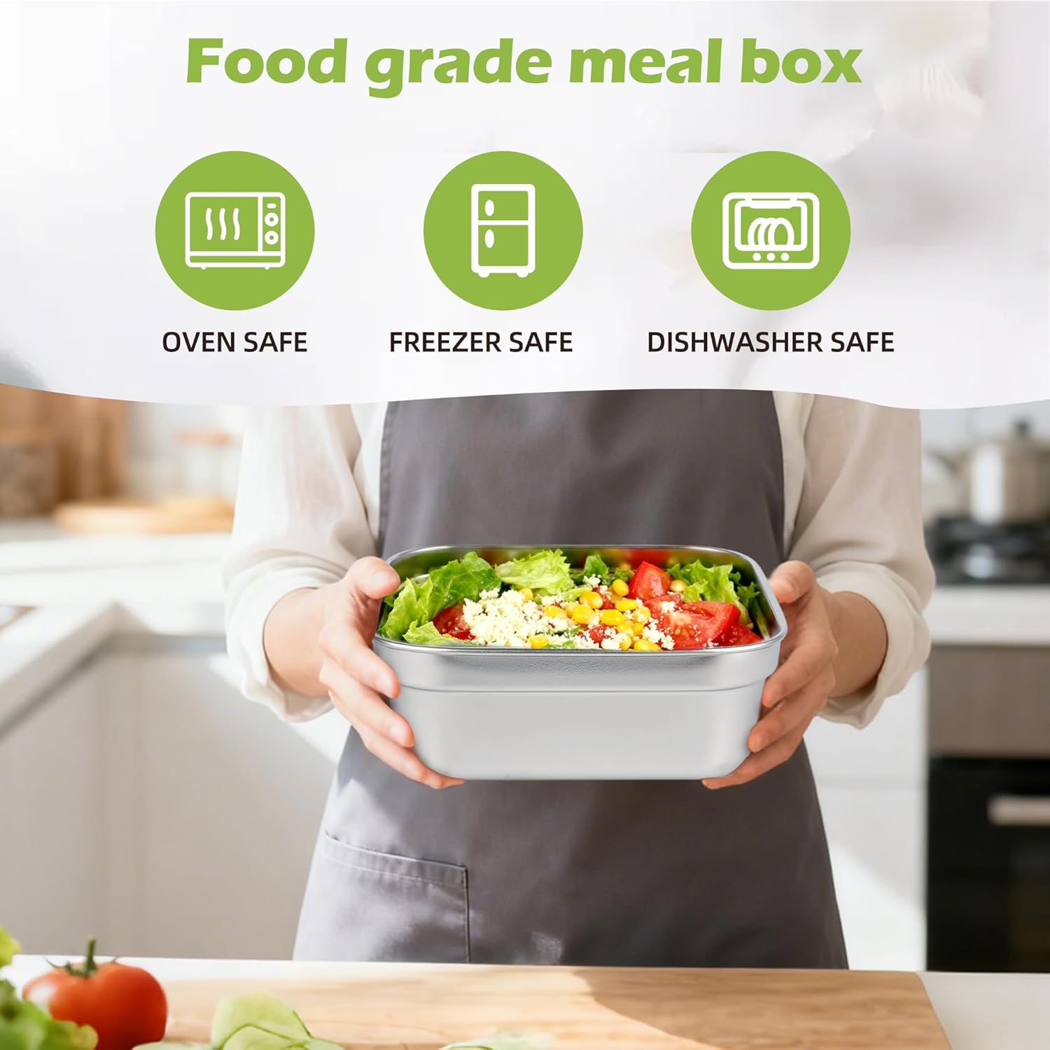 2 Pack Stainless Steel Sandwich Containers, 20oz Leakproof Reusable Metal Lunch Boxes with Silicone Lids, BPA-Free Meal Prep Food Storage Containers for Snacks, Fruits, Salad, Travel & Office Lunch - Image 5