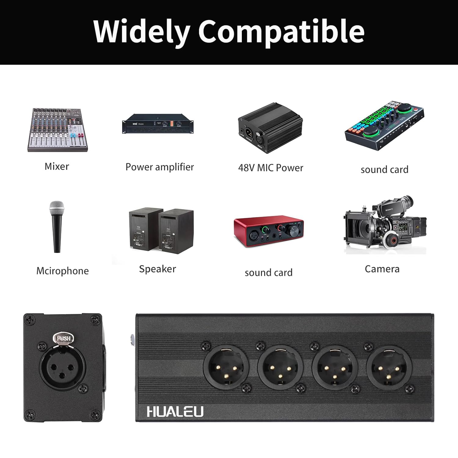 3Pin XLR 1 Female to 4 Male Splitter,4Way XLR Single Input to Four Output Parallel Connection Adapter,One Input to 4 Output Audio DMX Adapter
