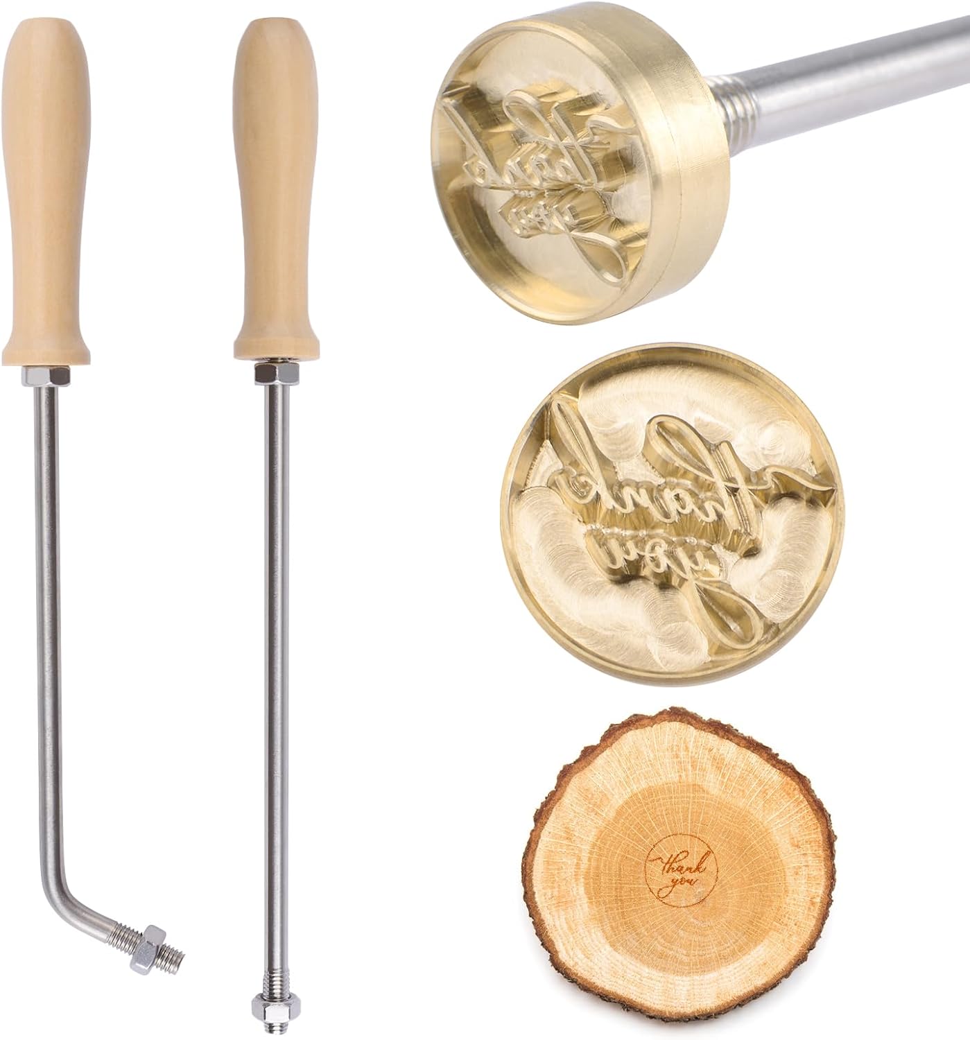Wood Burning Carving Set, Thank You Themed Imprint Mold Set Metal Stamp for Wedding Custom Branding Iron for Leather Food Plastic Wood