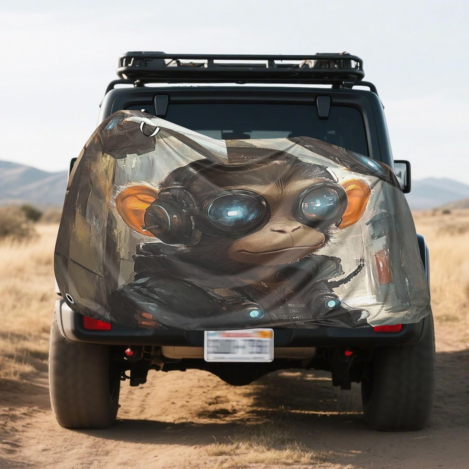 ALAZA Cute Cyberpunk Monkey Bike Cover Waterproof Outdoor Ebike Bicycle Covers Tarp Protection for 1/2 Bikes, Sun UV Dust Wind Proof