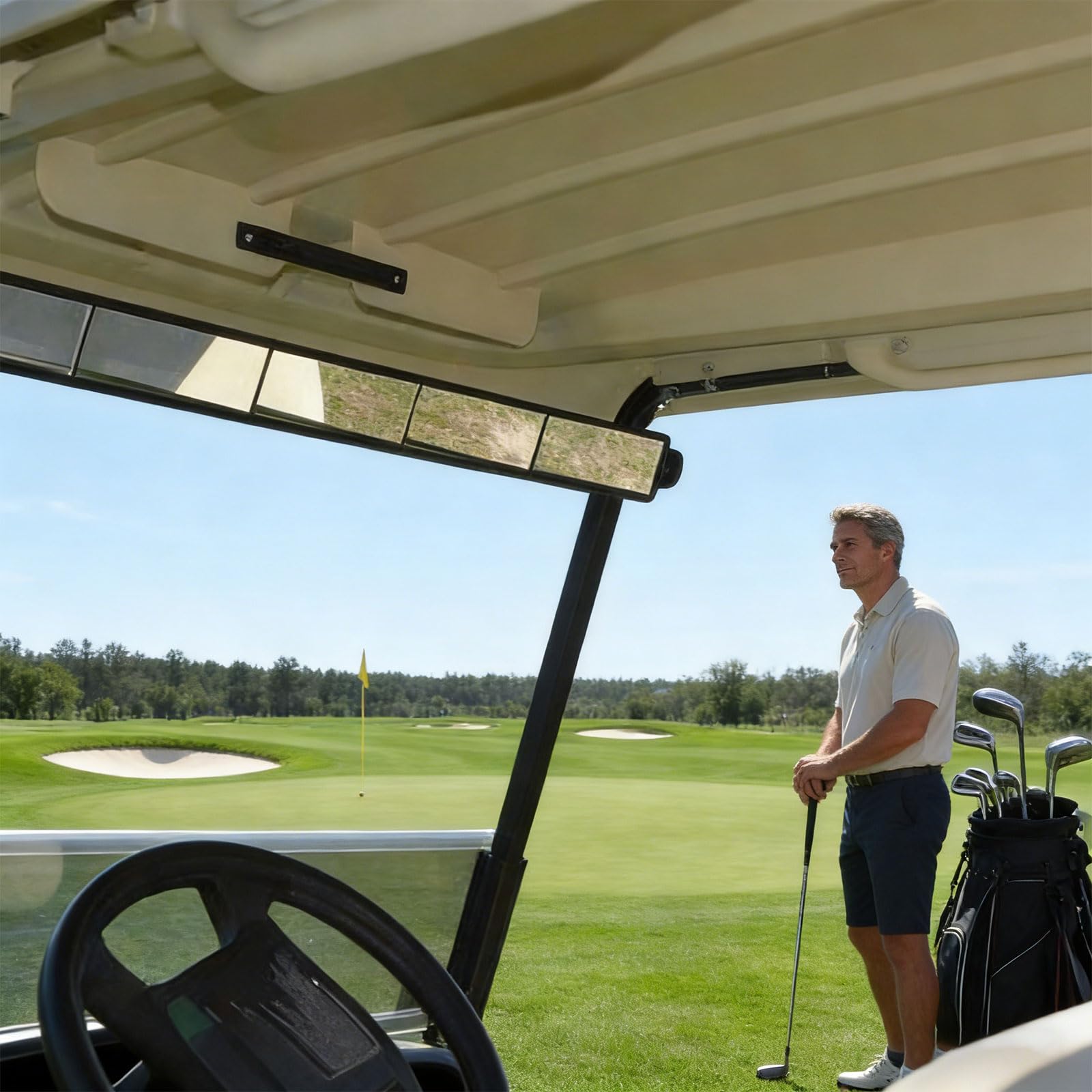 Voiturette de golf à 4 panneaux réglable pour différents modèles avec antireflet et large champ de vision en verre