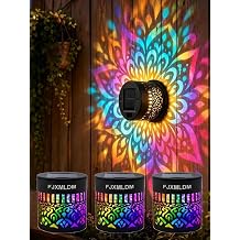 Solar Mandala Wall Lights Outdoor Garden Fence Decor Waterproof Metal Projector Lamp & Powered Wireless Pattern Decorative Sconce LED Night Lantern for Yard Pathway Walkway Backyards Patio Porch