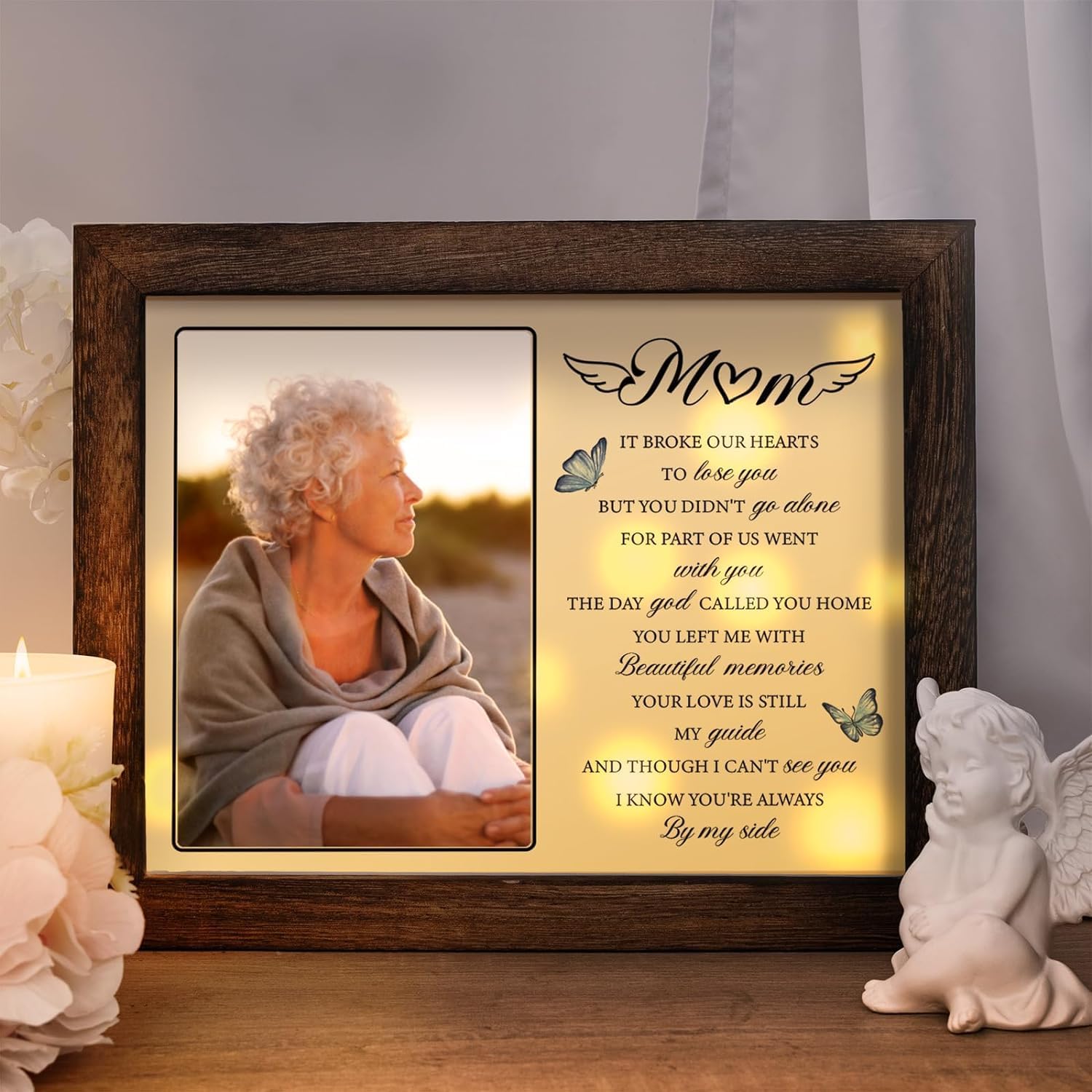 Sympathy Gifts for Loss of Mom,Memorial LED Shadow Box,Memorial Gifts for Loss of Mom,Condolences Gift for Loss,Bereavement Picture Frame Fits 4x6 in Photo