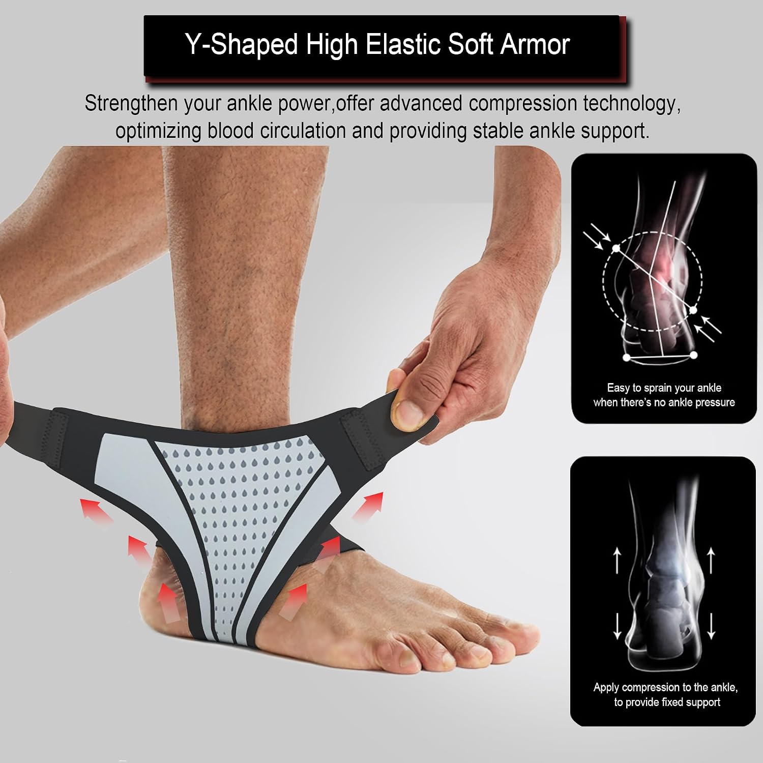 Ankle Brace for Men and Women(1 Pair),Adjustable Ankle Support Compression Sleeve, Breathable Foot Brace Sleeve for Sprain, Arthritis, Plantar Fasciitis, Achilles tendon,Pain Relief, Running