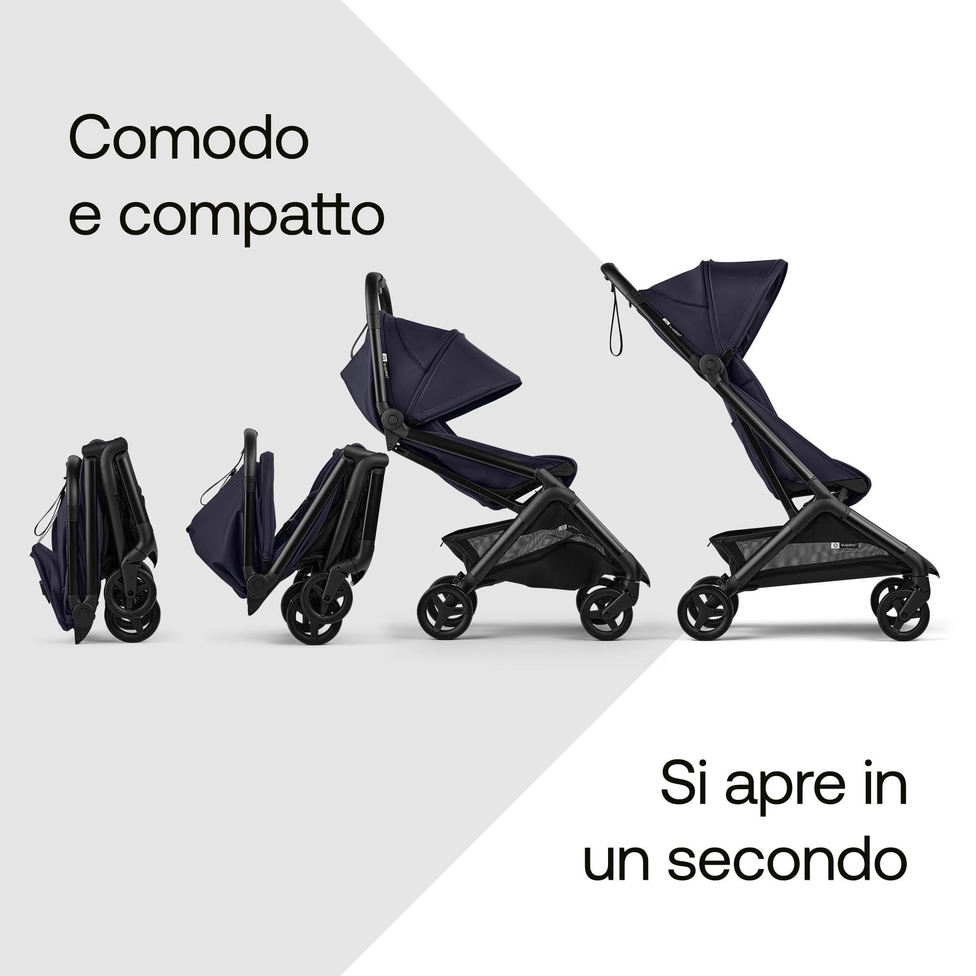 Bugaboo Butterfly 2 Passeggino da Viaggio – Sistemi Modulari con Maniglione e Parapioggia – Leggero, Piegabile con Una Mano, Seduta Reclinabile, Da 6 Mesi a 4 Anni – Deep Indigo