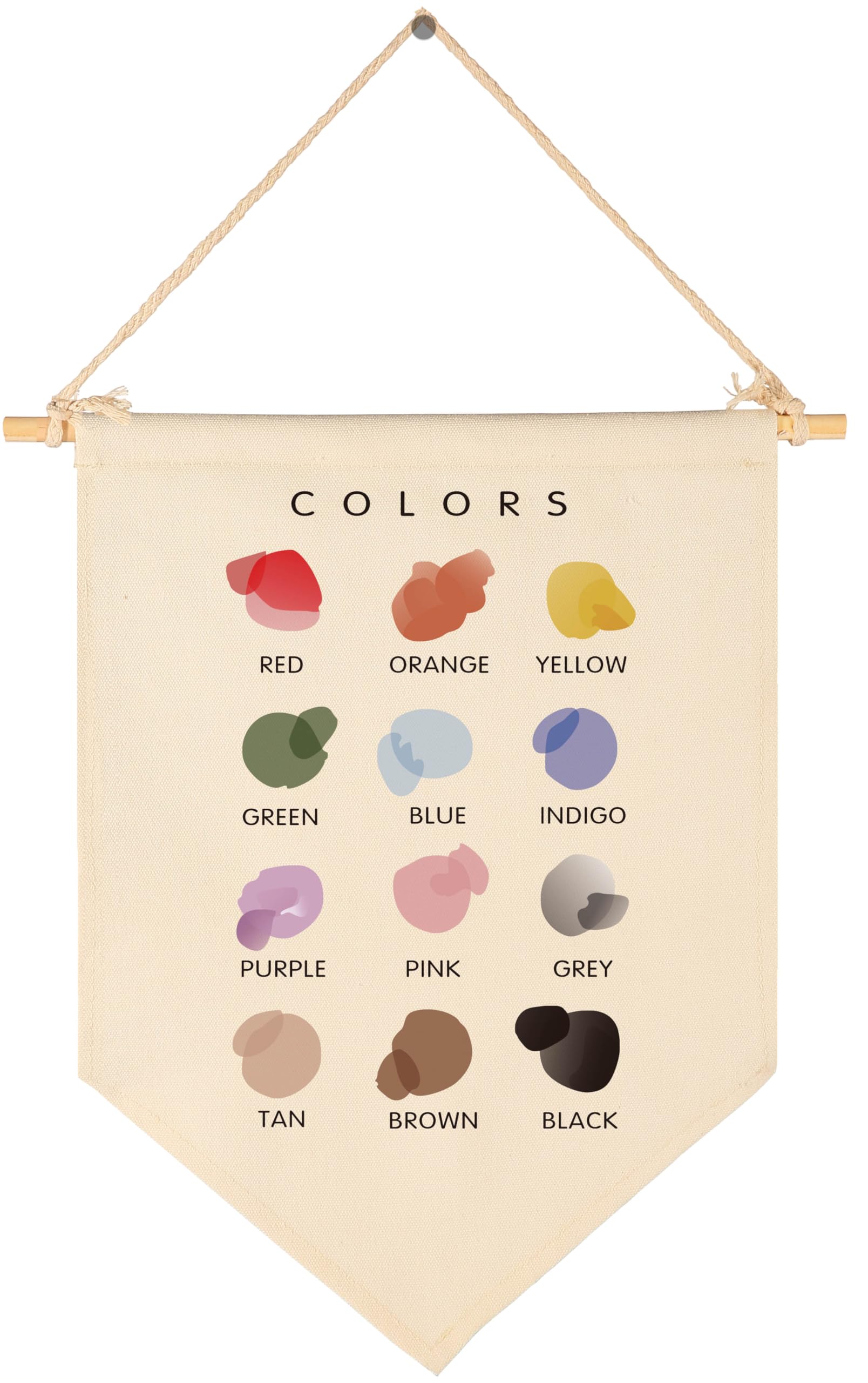 Color Learning-Flag Wall Decor Gift for Baby Boys Girls Kids-Canvas Hanging Pennant Banner Wall Decor Gift for Classroom Nursery Baby Room Playroom Homeschool Reading Room Bedroom