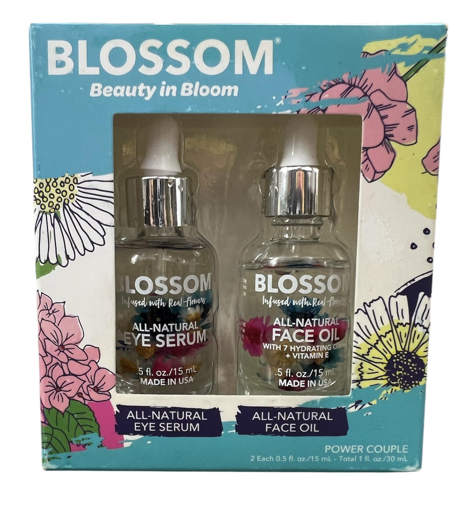 Blossom, Beauty in Bloom, Power Couple All Natural Eye Serum/Face Oil, 0.5 fl oz each