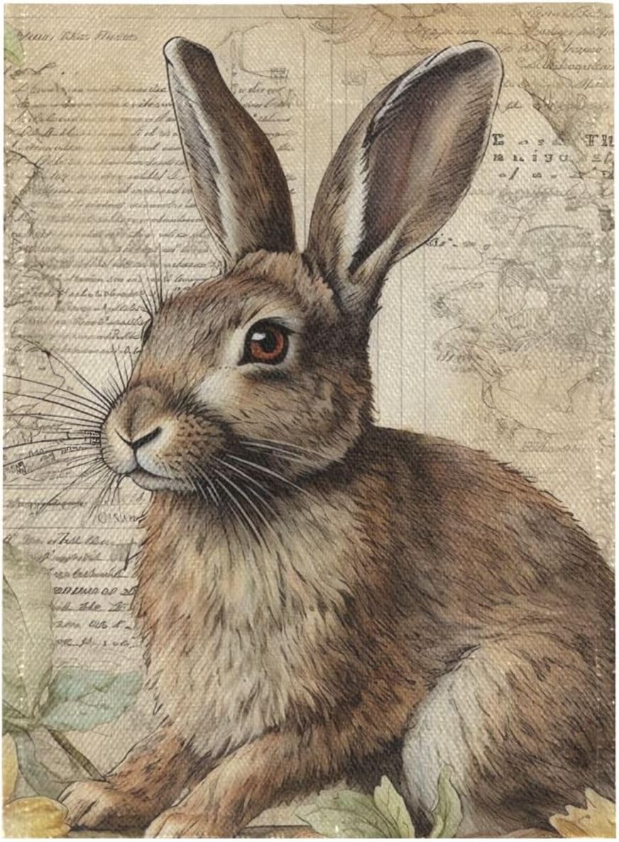 XYMZR Burlap Garden Flag Vintage Rabbit Floral, Double