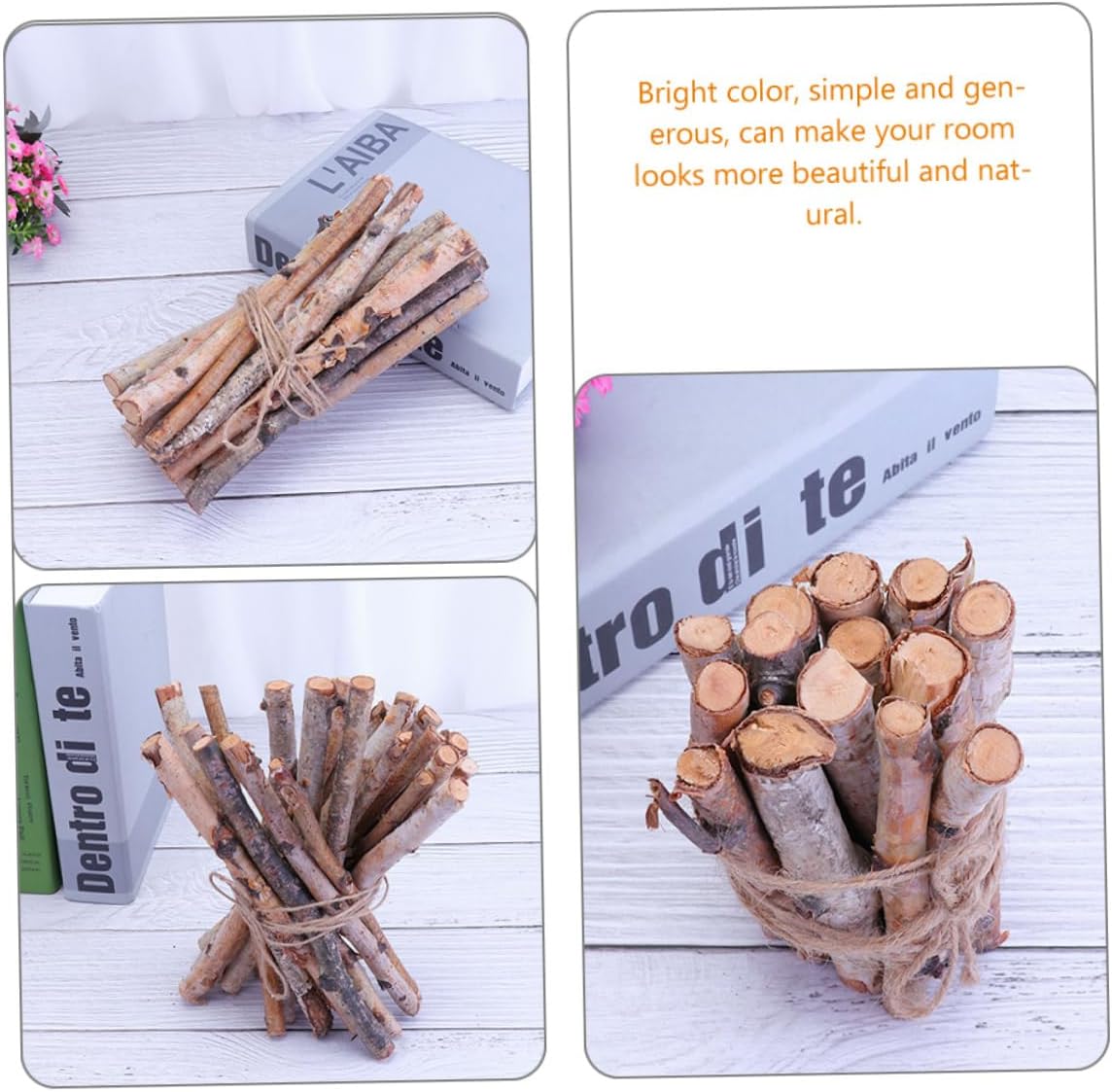 40pcs Birch Logs Dried Tree Branches Christmas Decorations for Home Table Centerpieces