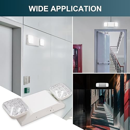 Miniatura 7 de Luces LED de emergencia, luces de emergencia comerciales ajustables de dos cabezales para negocios, cortes de energía, con batería de respaldo (90