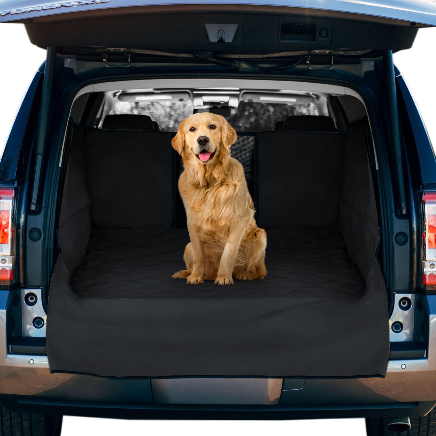 FrontPetSUV Cargo Liner for Dogs - Water-Resistant Pet Trunk Cargo Cover Mat for SUVs and Sedans with Bumper Flap Protector, Trunk Cover, Non-Slip Liner, (58" X 58") Upgraded 2025