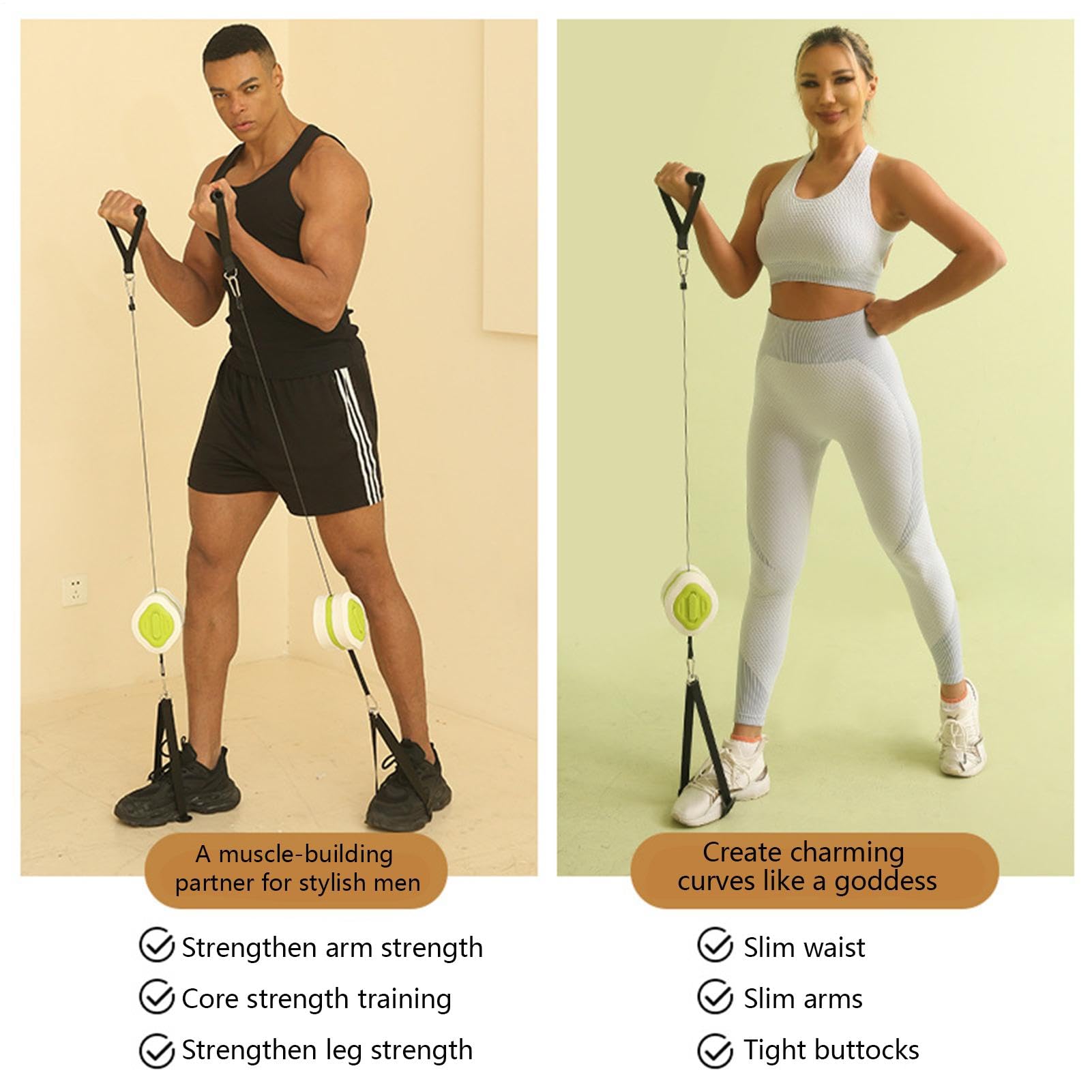 Zespoły Resistance, Portable Exercise Band, Trening siłowy na ramię, elastyczny sprzęt treningowy na zawsze u góry, trening siłowy dla dorosłych, kobiet, mężczyzn, do domu na siłownię