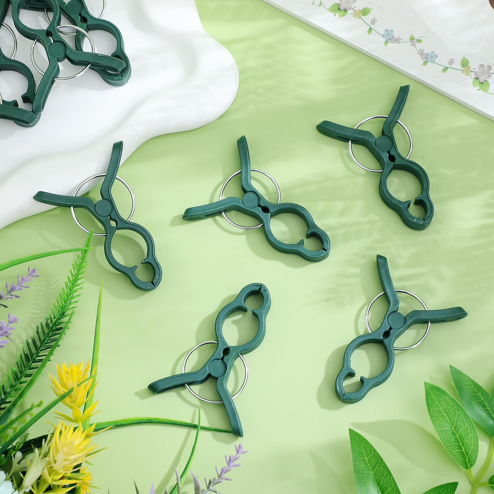 Veemoon 50 Pinzas de Plástico Verdes Abrazaderas para Trepar Plantas y Clips de Injerto para Soporte de Plantas y Tomates Ideales para Jardín y Ramas