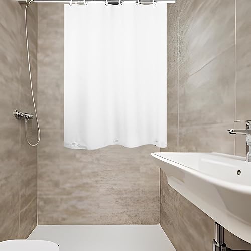 Miniatura 1 de ABSENK Forro de cortina de ducha blanco con 5 imanes inferiores y 4 clips magnéticos de protección contra salpicaduras a prueba de fugas, ligero,