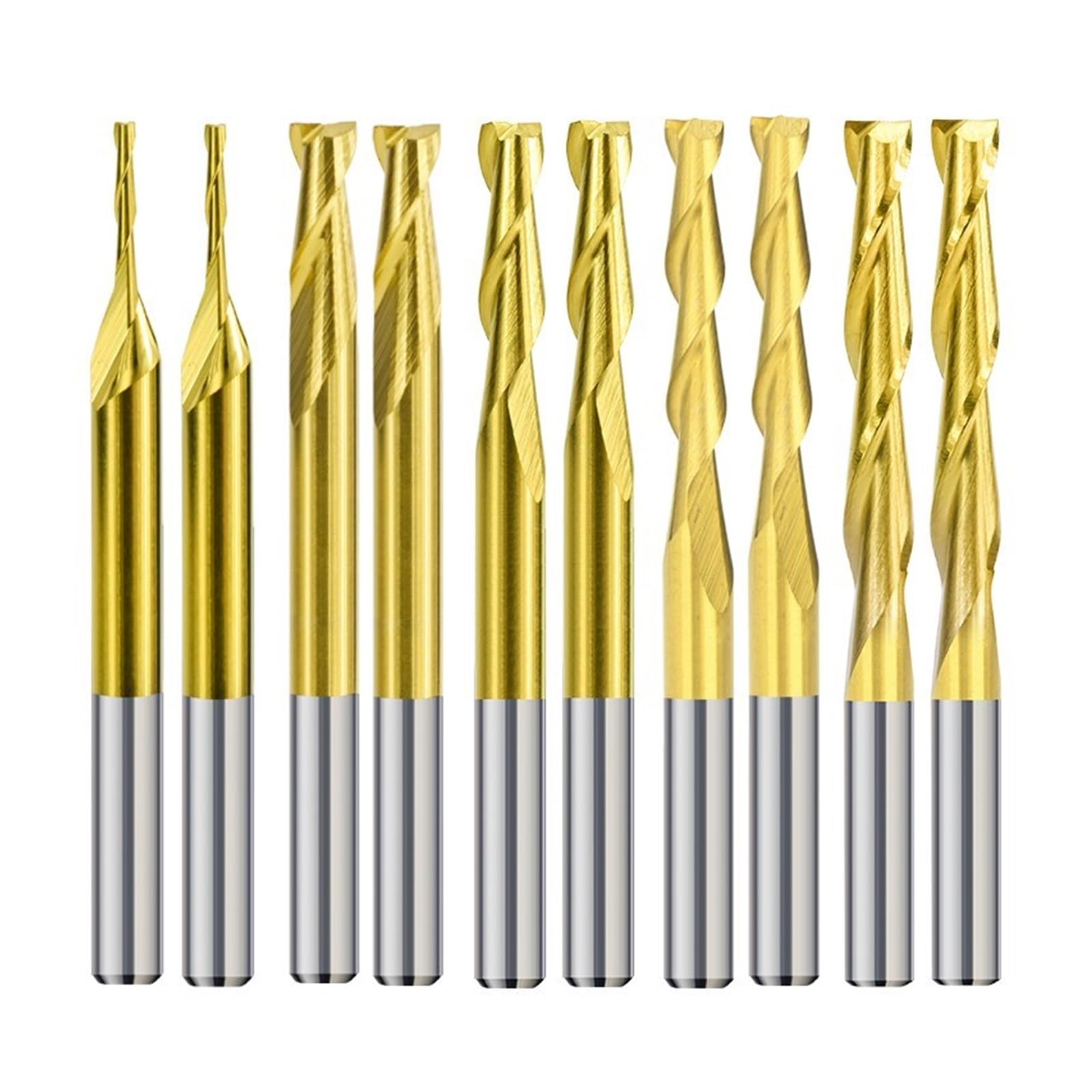 Frezy z stopu metali, 2-ostrzowe frezy z węglika wolframu Frezy CNC powłoką TiN Wiele rozmiarów Bity do grawerowania drewna(3.175x1.5x8mm)