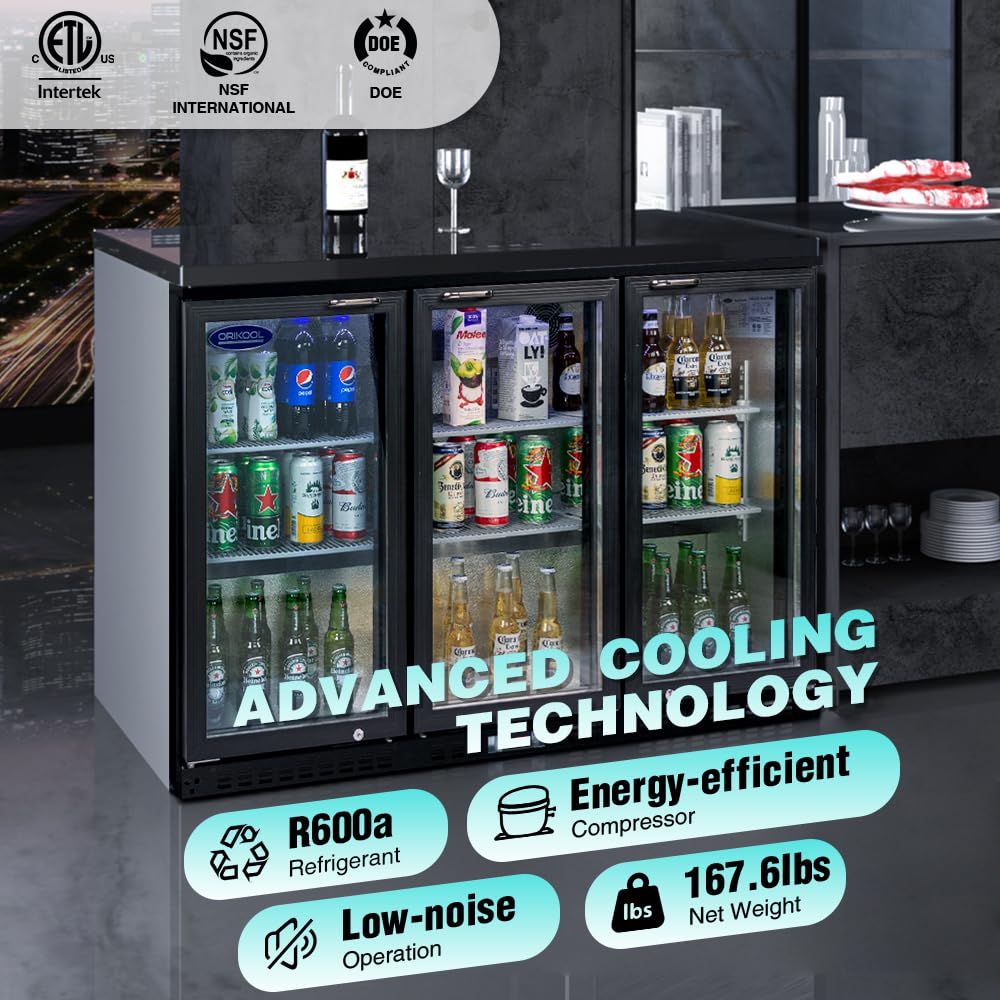 Mikibama Beverage Refrigerators Cooler 53 Inch 3 Glass Door Back Bar, 480 Cans Commercial Display Bar Fridge For Beer Wine And Drink 11.3 Cu.Ft on Fridge.com - View 5