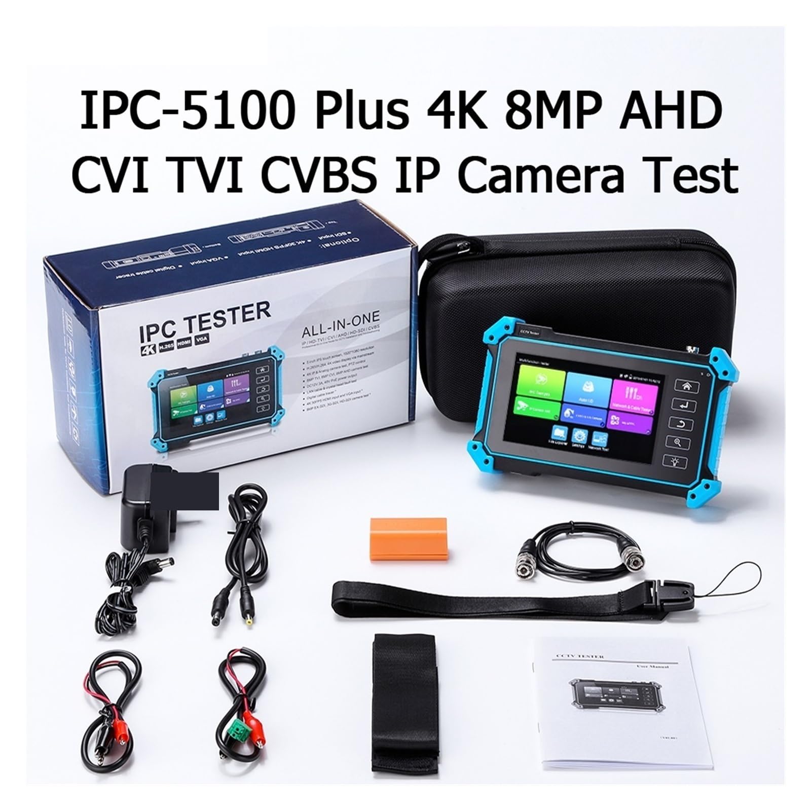 Tester per telecamera CCTV, monitor da 5,4 pollici 8 MP, telecamera IP AHD CVI TVI CVBS, display HD 4K, touch screen IPS, test di rete per sistemi di sorveglianza