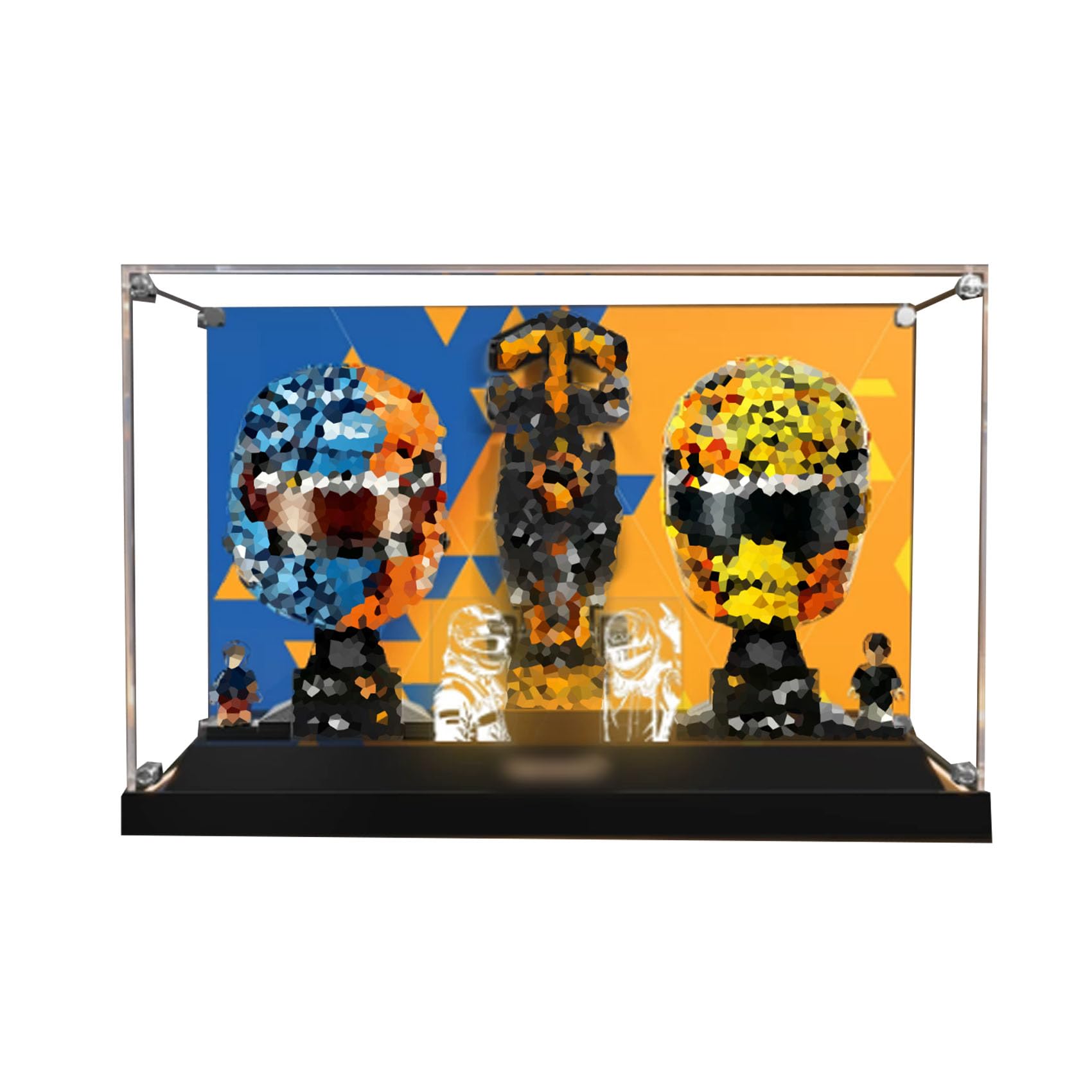 Acrylic Display Case for Le-go 43017+77251+43023 helmet Model, Dustproof Display Box (display box only) (with Light)
