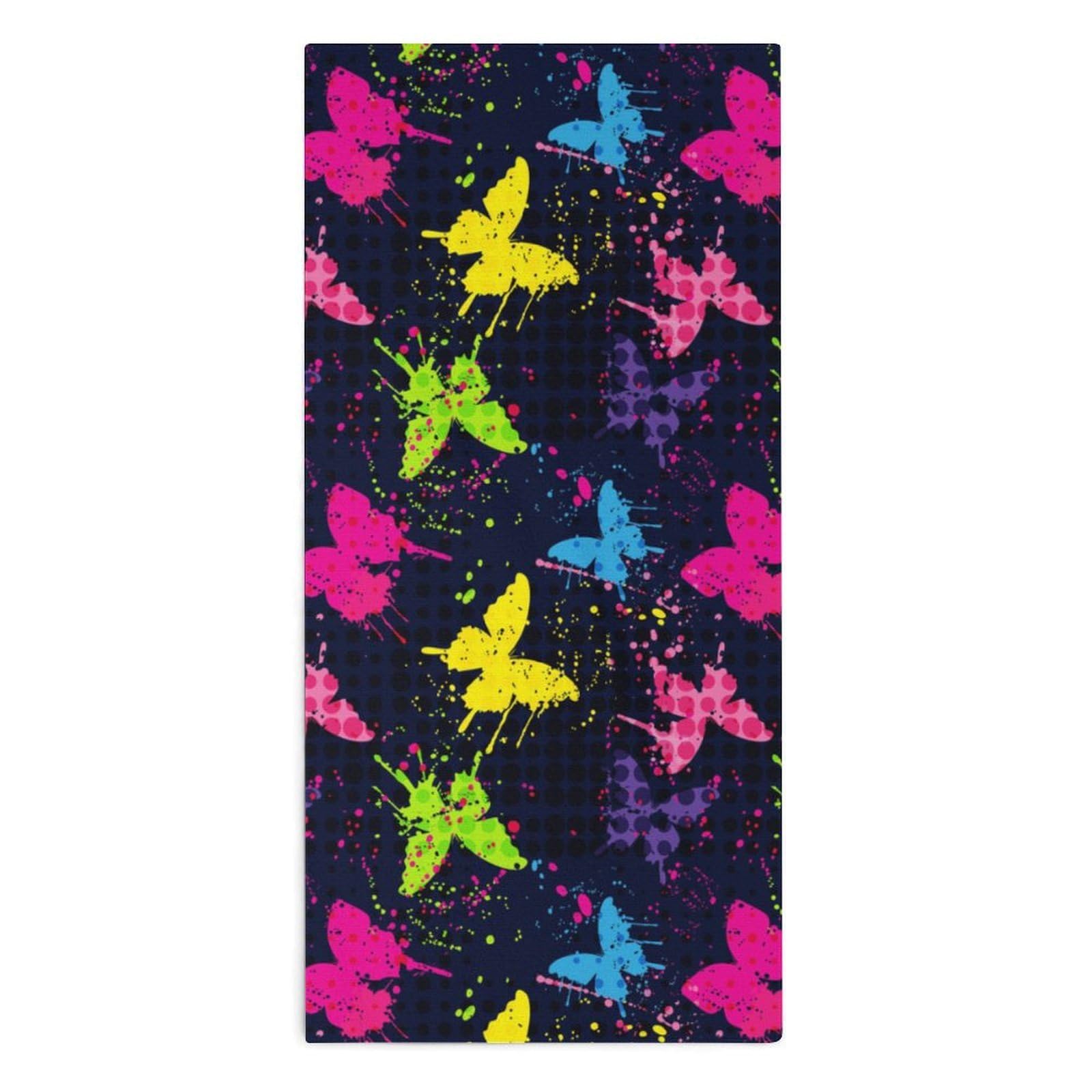 NCLQVJXZKHW Colorful Abstract Butterflies Hand Towels Soft Face Towel Gym Bathroom Travel Hotel 13"x28"