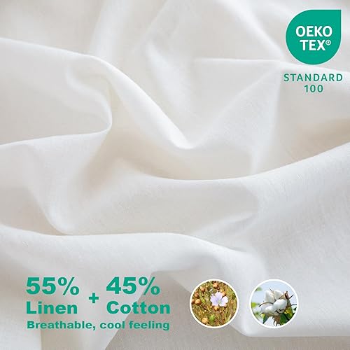 Miniatura 3 de Talasily Juego de sábanas de lino de tamaño matrimonial, mezcla de lino y algodón, juego de 4 piezas suave y transpirable para todas las estaciones,
