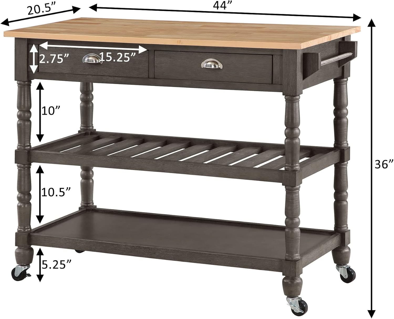 Classic Butcher Block Kitchen Cart with Wine Storage and Drawers