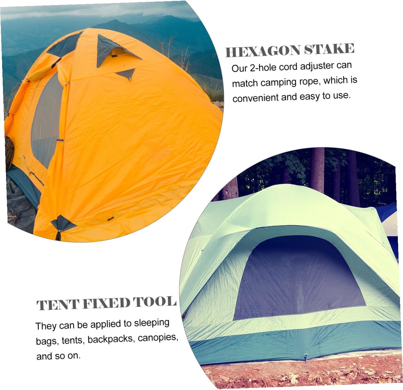 KOMBIUDA 2Pcs Wooden Tent Rope Buckle Tensioner Camping Guy Lines for Hiking Backpacking Outdoor Activities Wind Rope Tightener