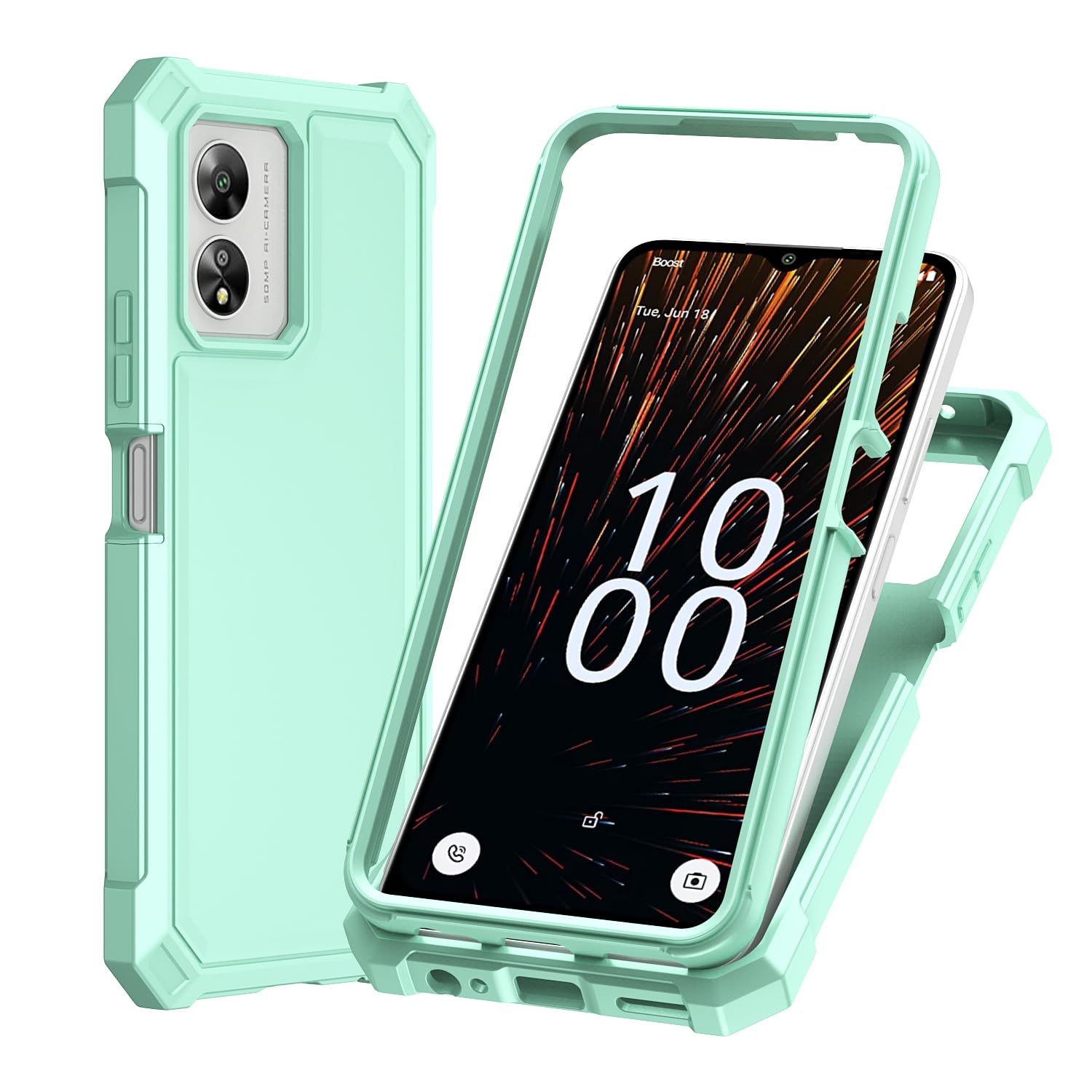 Jackpot Wireless Designed for Boost Summit 5G Case with [Tempered Glass Screen Protector], Full-Body Protective Shockproof Rugged Bumper Cover Phone Case (Teal)