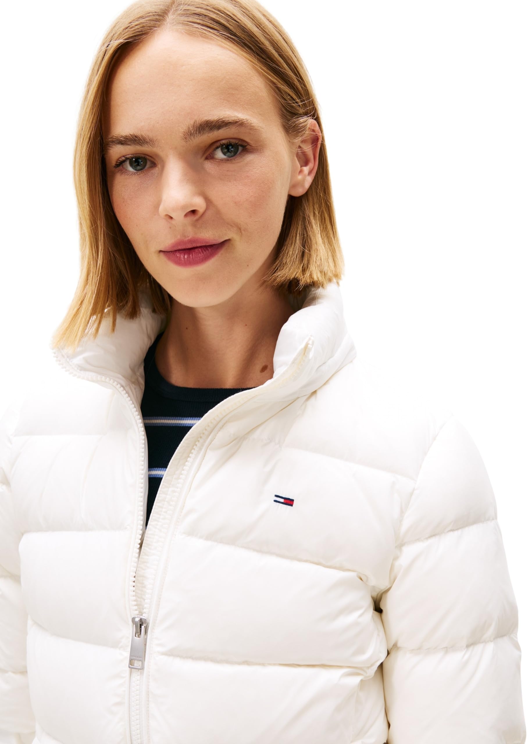 TOMMY JEANS Damska kurtka puchowa TJW BASIC EXT DW0DW18312, biała, XL, Biały (Ecru), XL