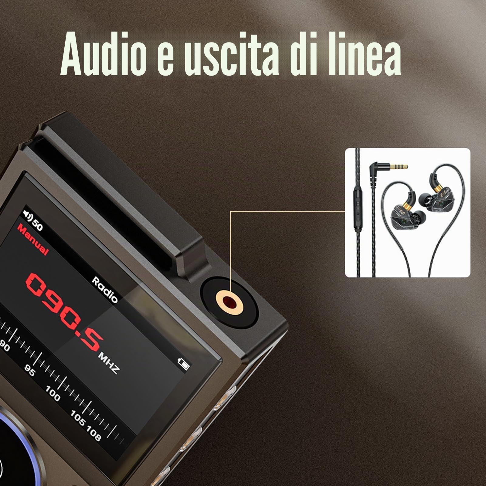 Lettore MP3 Hi Res Bluetooth 5.4 DSD FLAC ad Alta Risoluzione senza Perdita di Qualità, Lettore Audio Digitale Portatile con Display LCD da 2.1 Pollici, Supporta fino a 256 GB (64 GB)
