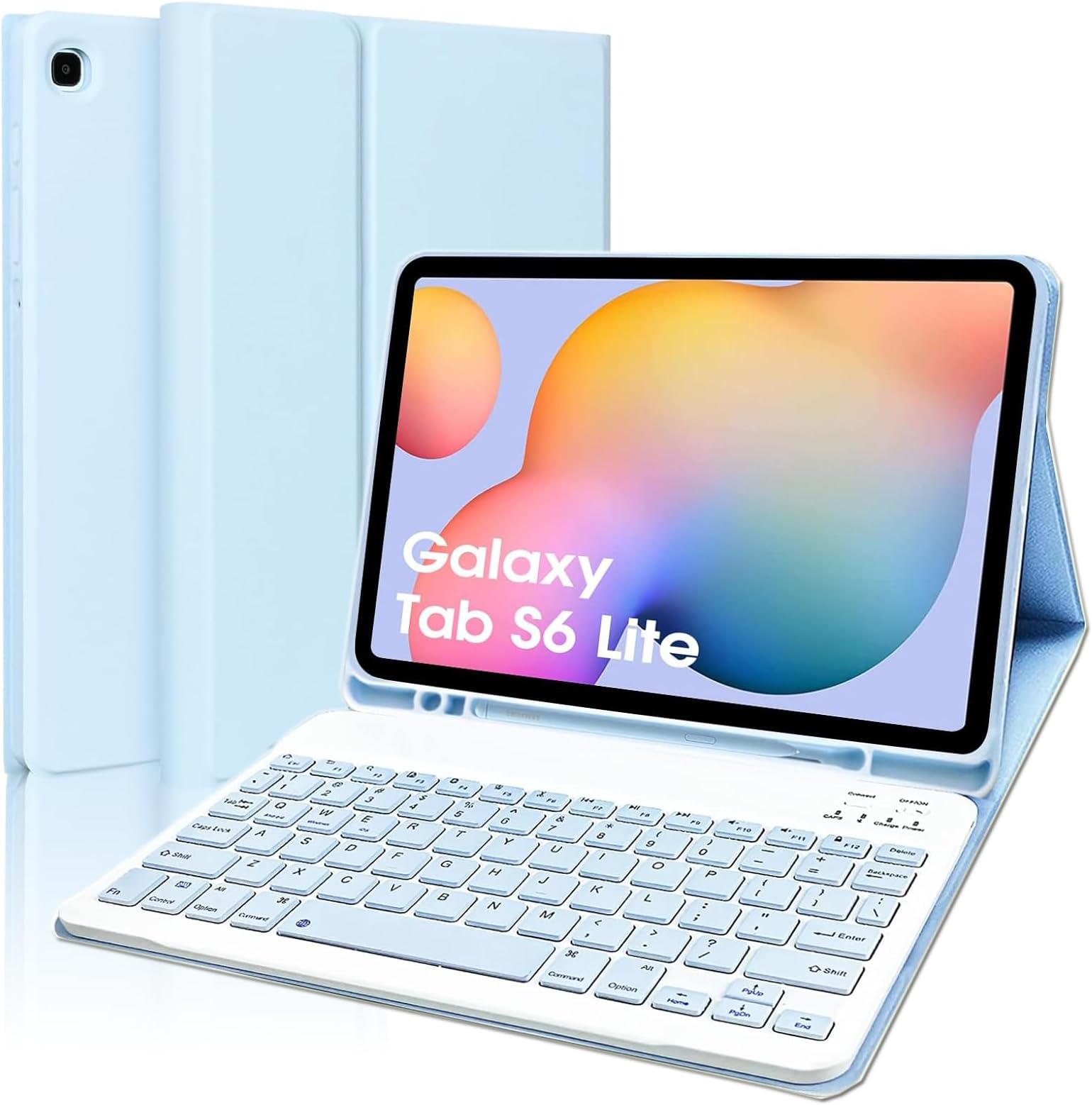 Keyboard Case for Samsung Galaxy Tab S6 Lite 10.4''2024(SM-P620/P625/P613/P619/P610/P615), Leather Folio Cover with Detachable Magnetically Bluetooth Keyboard with S-Pen Holder, Blue