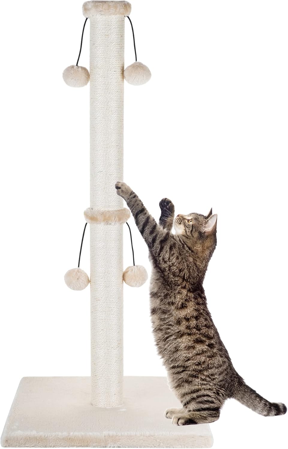 Dimaka 34'' Cat Scratching Post, Cat Scratching Post, Cat Scratcher for Large Cats with Teasing Toy Ball, Natural Sisal White and Grey (Grey) : Pet Supplies